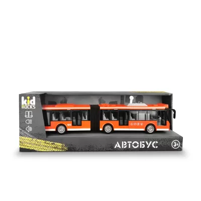 Игрушка – автобус гармошка KID ROCKS, масштаб 1:16, со звуком и светом, инерц. механизм