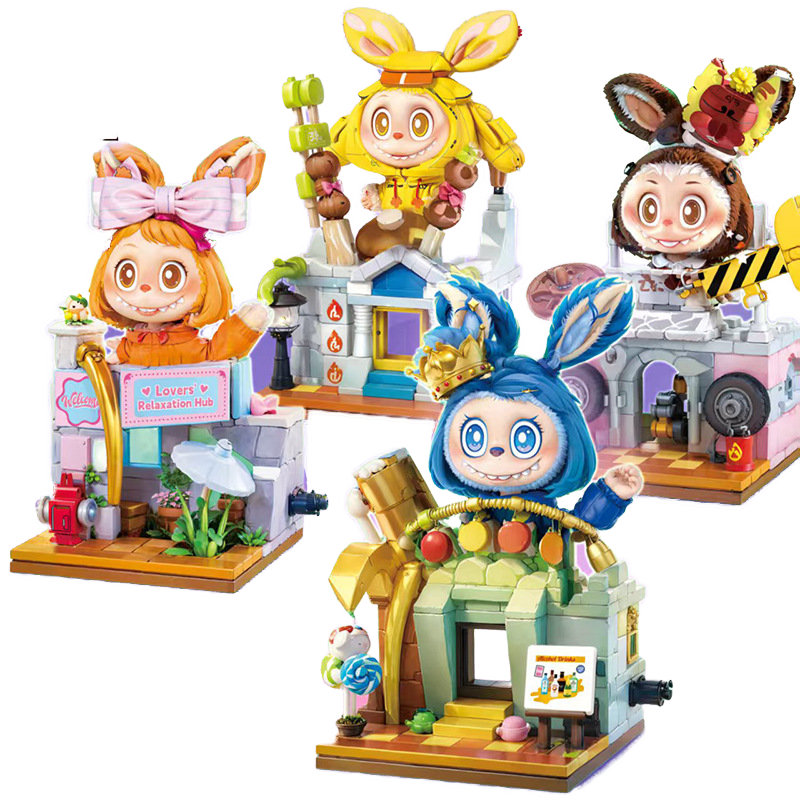 Набор конструкторов "Lucky Balaaa" labubu, в асс-те 8шт (202-218 дет.)