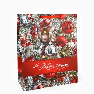 Пакет подарочный новогодний ламинированный «С Новым годом», XL 49×40×19 см