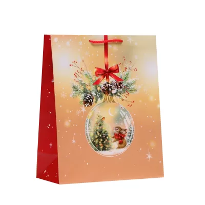 Пакет подарочный новогодний ламинированный «Стеклянный шар», 26×32×12 см