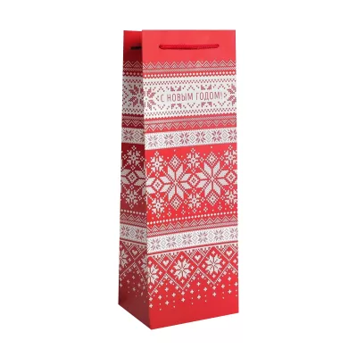 Пакет подарочный под бутылку новогодний «Уютного нового года», 13×36×10 см