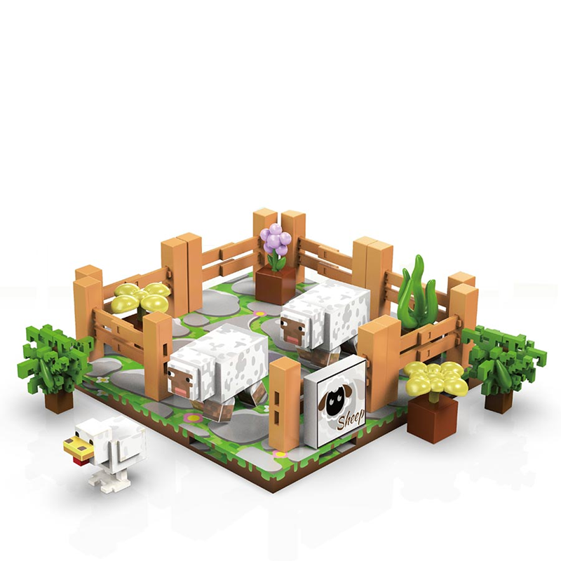Магнитный конструктор Minecraft Овечий загон Майнкрафт, 87 деталей