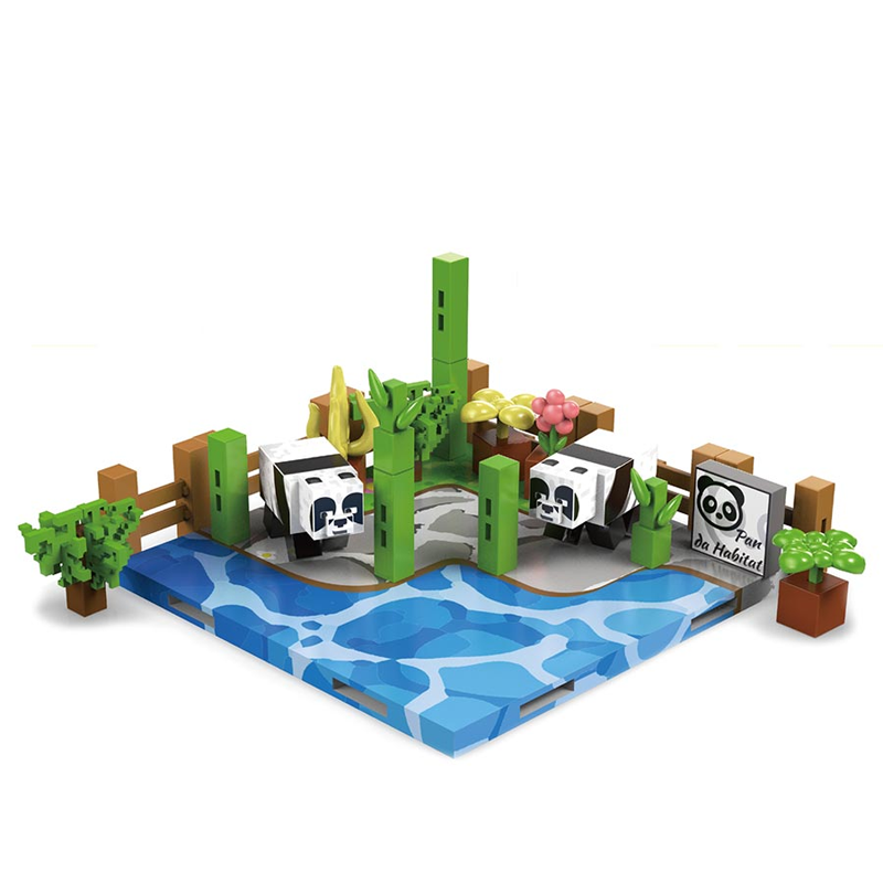 Магнитный конструктор Minecraft Панда Парк Майнкрафт, 88 деталей