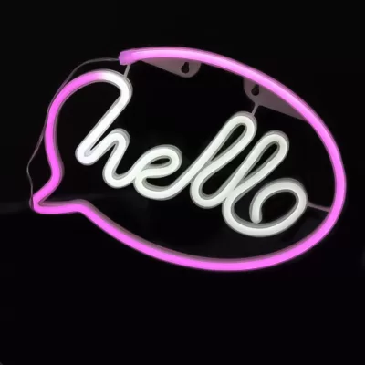 Неоновый подвесной ночник «Hello inscription», USB, свечение mix (30*21,5 см)
