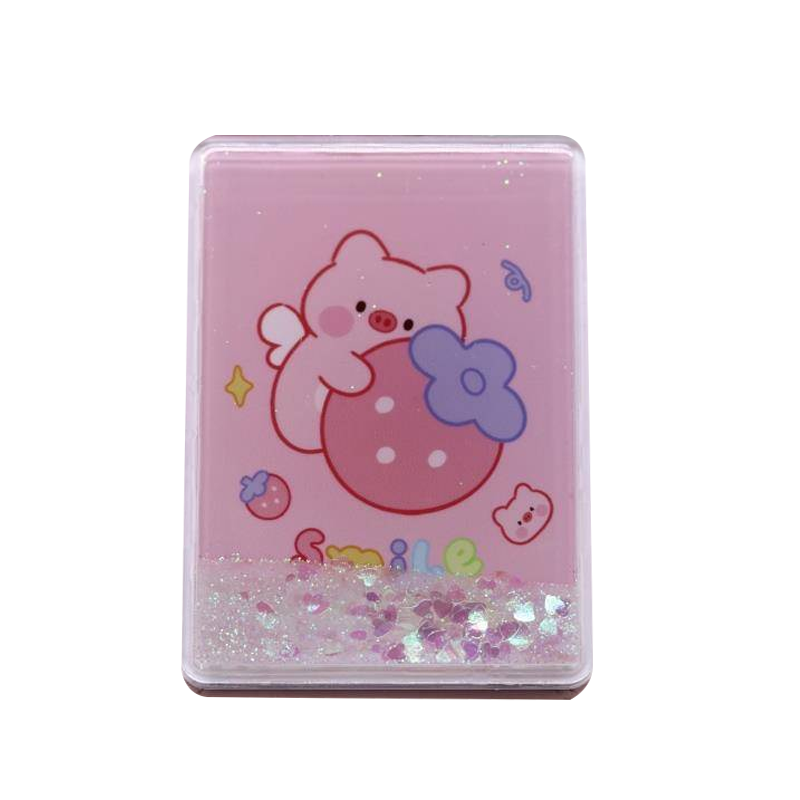 Зеркало шейкер раскладное "Pig and strawberry", розовое, 8*6 см