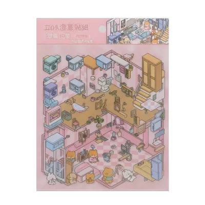 Наклейки для творчества румбокс "Дом в розовых оттенках", розовые