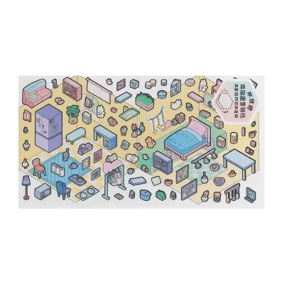 Наклейки для творчества румбокс "Комната девочки", голубые