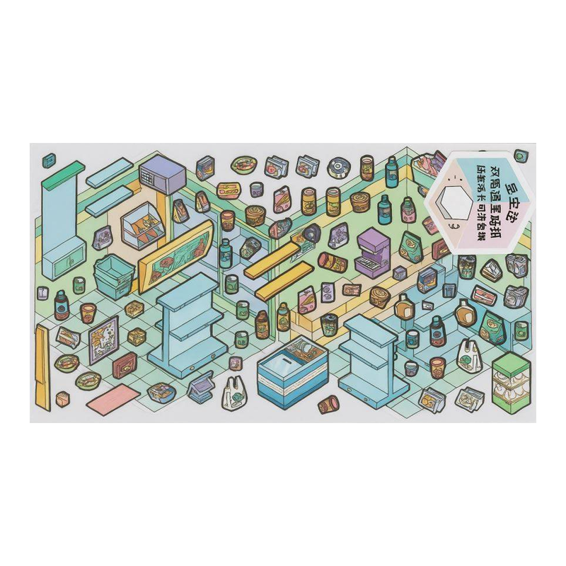 Наклейки для творчества румбокс "Мини магазин", голубые