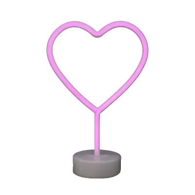 Неоновый LED ночник настольный "Heart", розовое свечение (30,5х20 см)