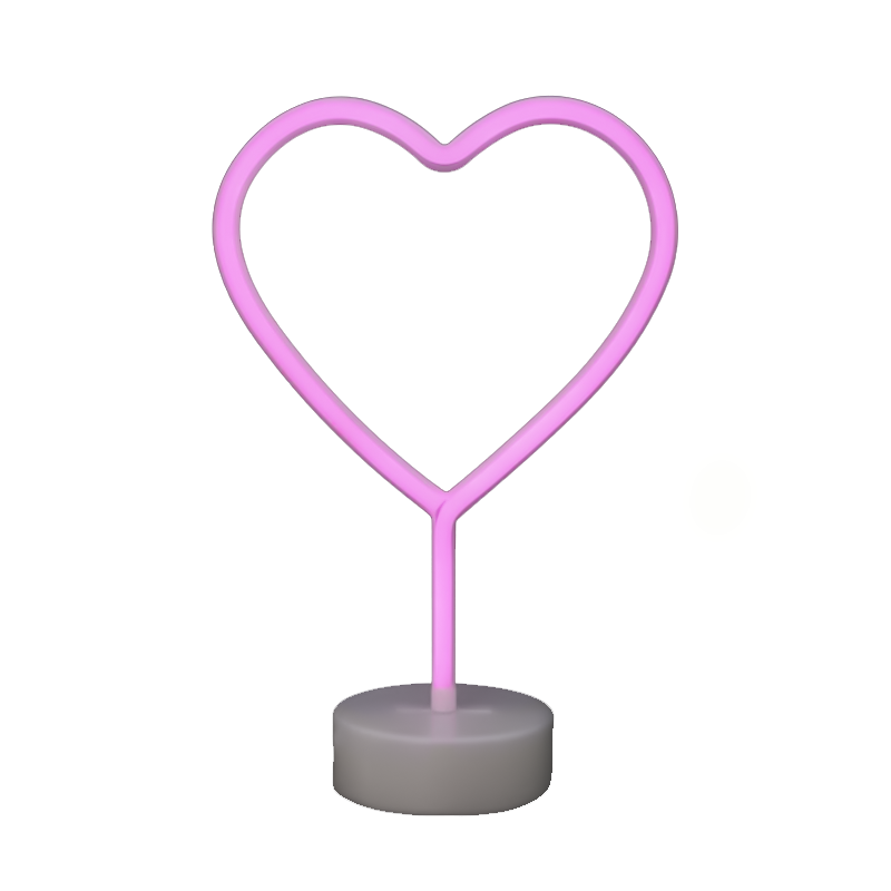 Неоновый LED ночник настольный "Heart", розовое свечение (30,5х20 см)