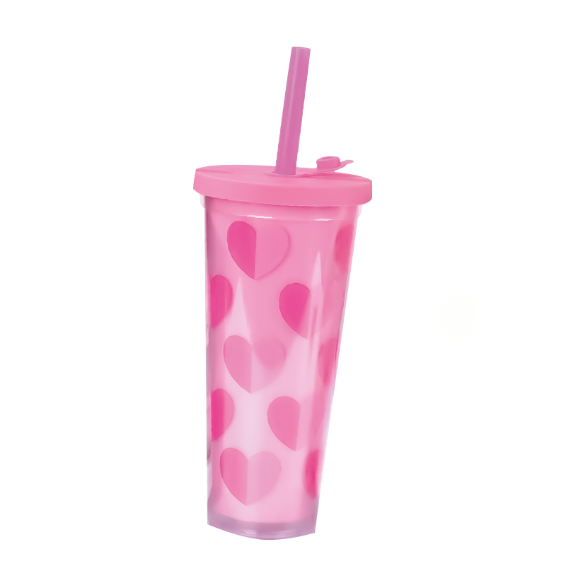 Тамблер iLikeGift "Double heart", pink (650 мл)