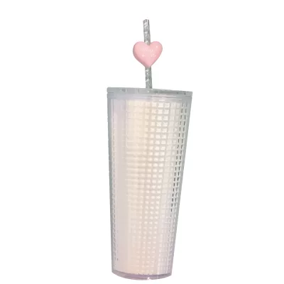 Тамблер iLikeGift "Heart grid", white (720 мл)