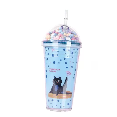 Тамблер iLikeGift "Yoga cat", blue (450 мл)