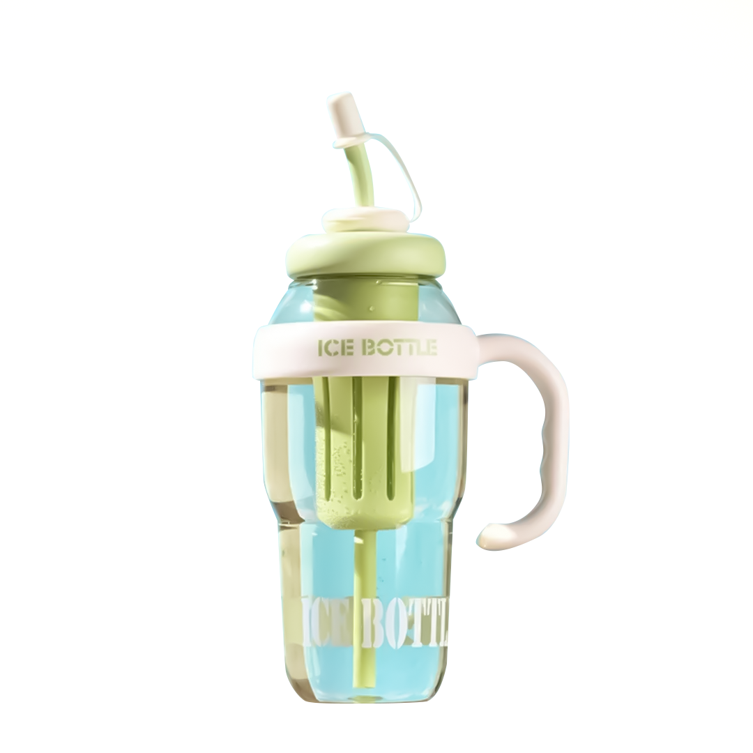 Бутылка с трубочкой "IIce cream" зелёная, 1400 мл