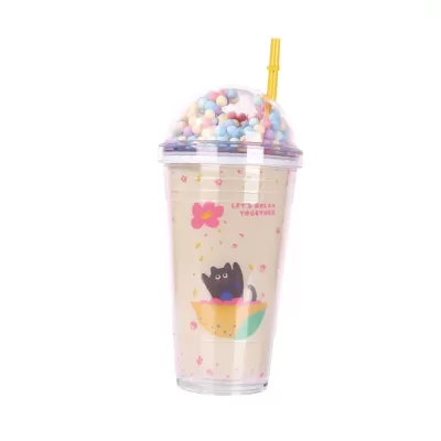 Тамблер iLikeGift "Kitty boat", yellow (450 мл)