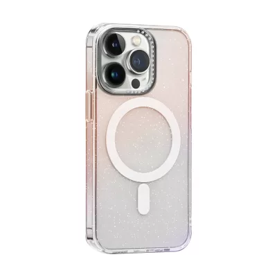 Чехол iP 16 Pro Max FreeKnit Glitter Case with MagSafe (White)