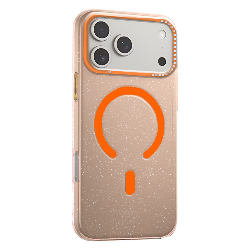 Чехол iP 17 Pro Max FreeKnit Glitter Case with MagSafe (Orange)