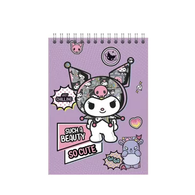 Блокнот А5 "Kuromi SO CUTE", 60 л, клетка, обложка картон 200 гр/м2, 141*201 мм