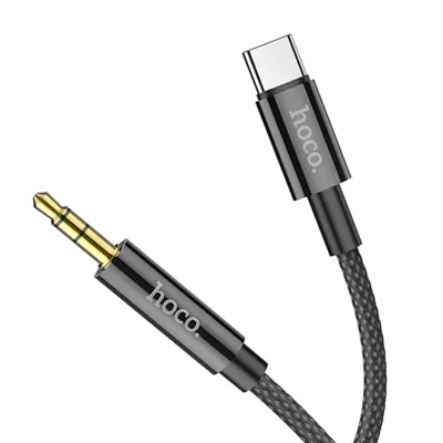 Кабель AUX 3,5-Type-C (1м) Hoco UPA32B Nylon black