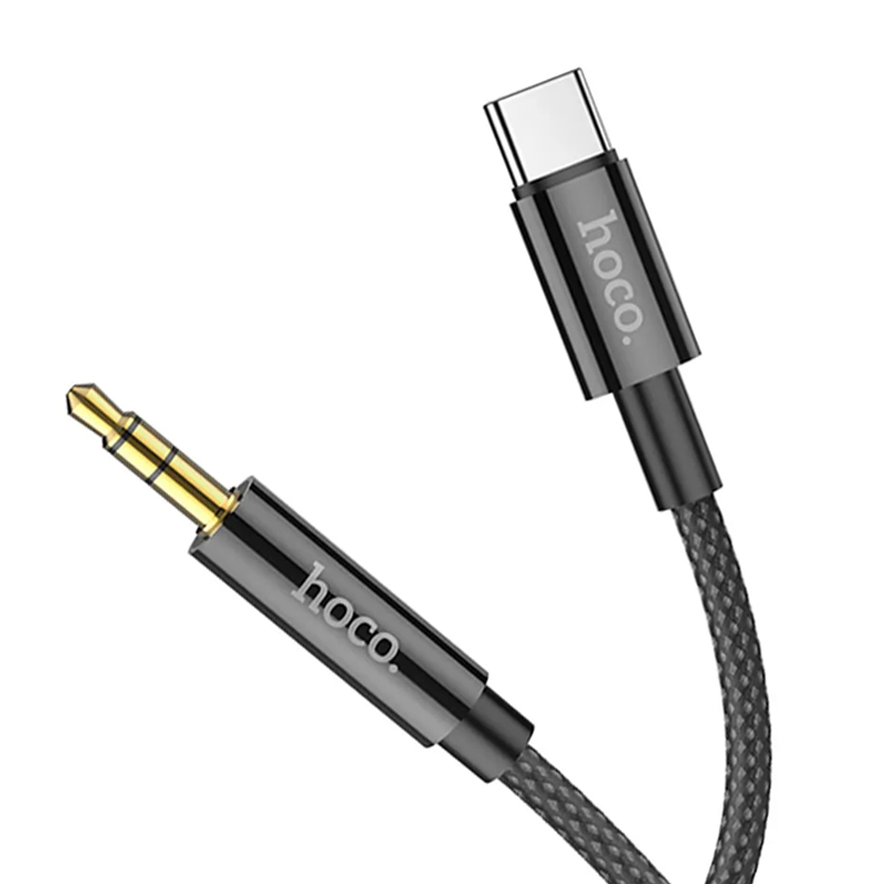 Кабель AUX 3,5-Type-C (1м) Hoco UPA32B Nylon black