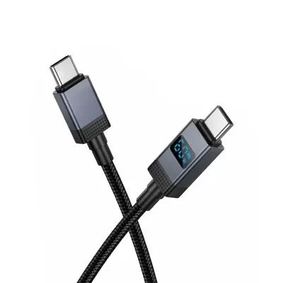 Кабель Type-C/Type-C Hoco X118 (1м), 60W с LED черный