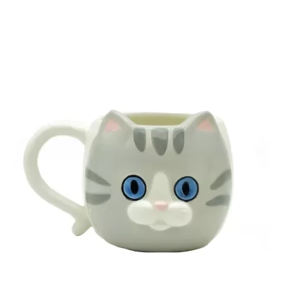 Кружка керамическая iLikeGift «Blue eyed cat», grey (410 мл)