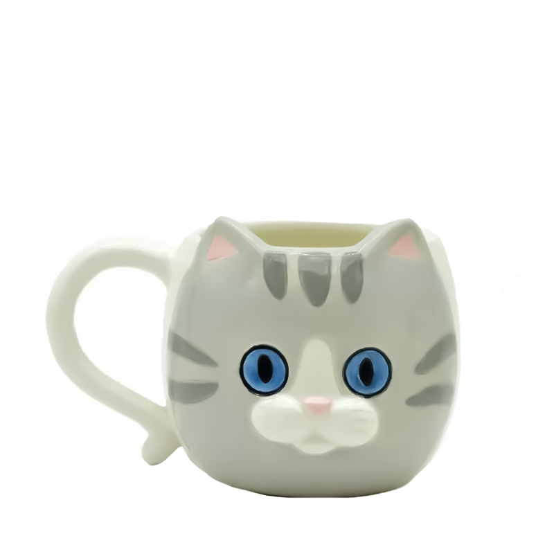 Кружка керамическая iLikeGift «Blue eyed cat», grey (410 мл)