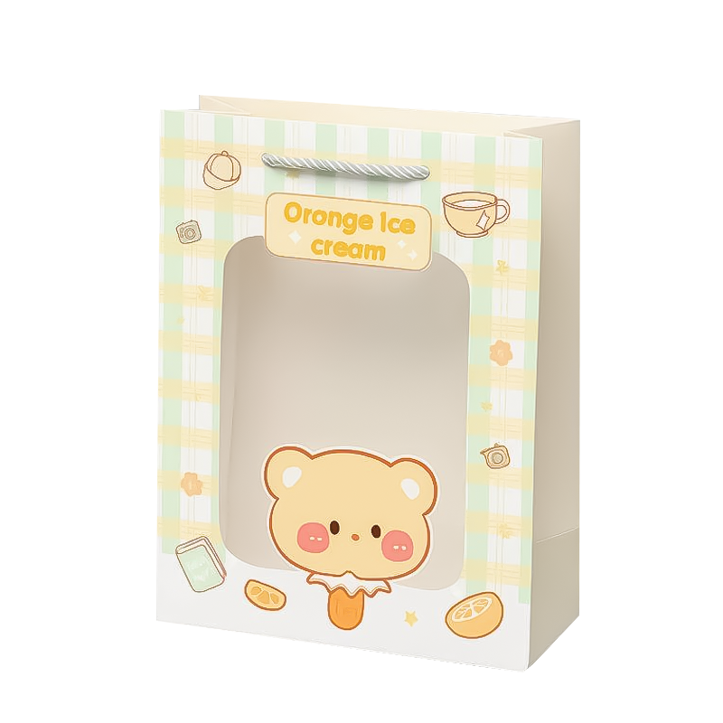 Пакет подарочный (XS) "Lovely animals, plaid", green (14.5*19.5*10)