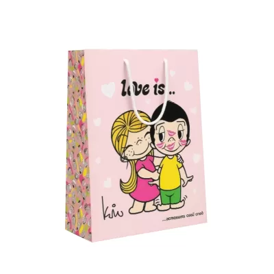 Пакет подарочный XXL 33.5*40.6*15.5см "Love is", нежно-розовый