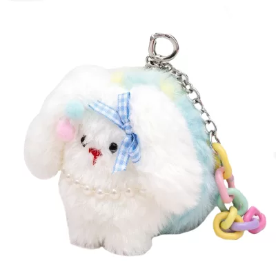 Плюшевое раскладное зеркало с брелоком "Кролик с бантиком", голубой (7,5*7,5 см)