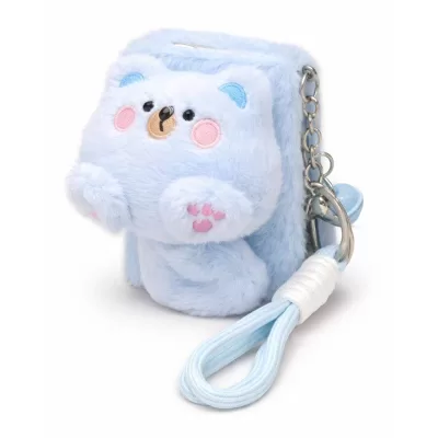 Плюшевое раскладное зеркало с брелоком "Милый котик", голубое (8,7*6,5 см)