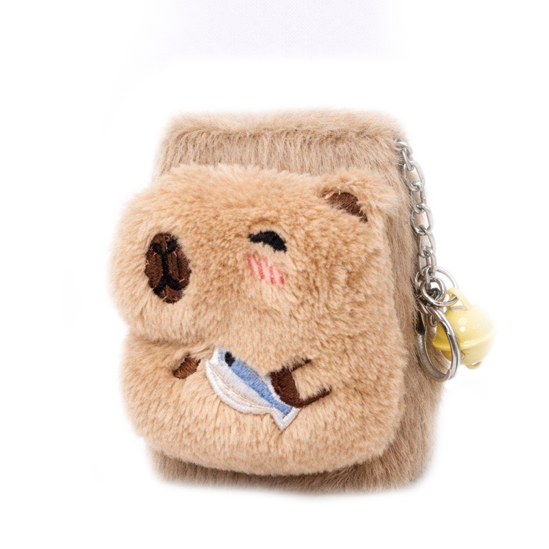 Плюшевое раскладное зеркало с брелоком "Пушистая капибара", коричневое (8,7*6,5 см)