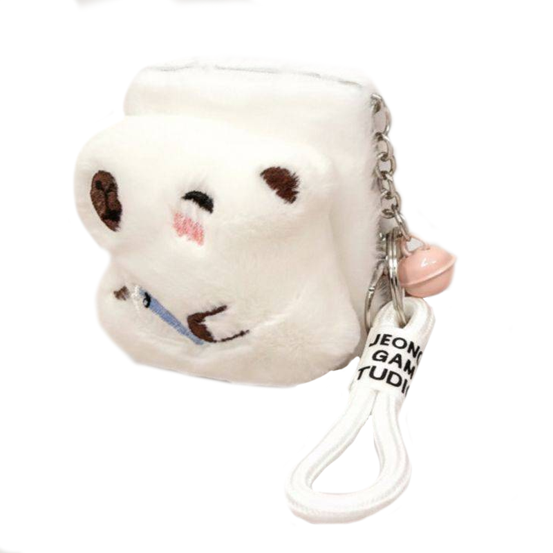 Плюшевое раскладное зеркало с брелоком "Пушистая капибара с бантиком", розовое (8,7*6,5 см)